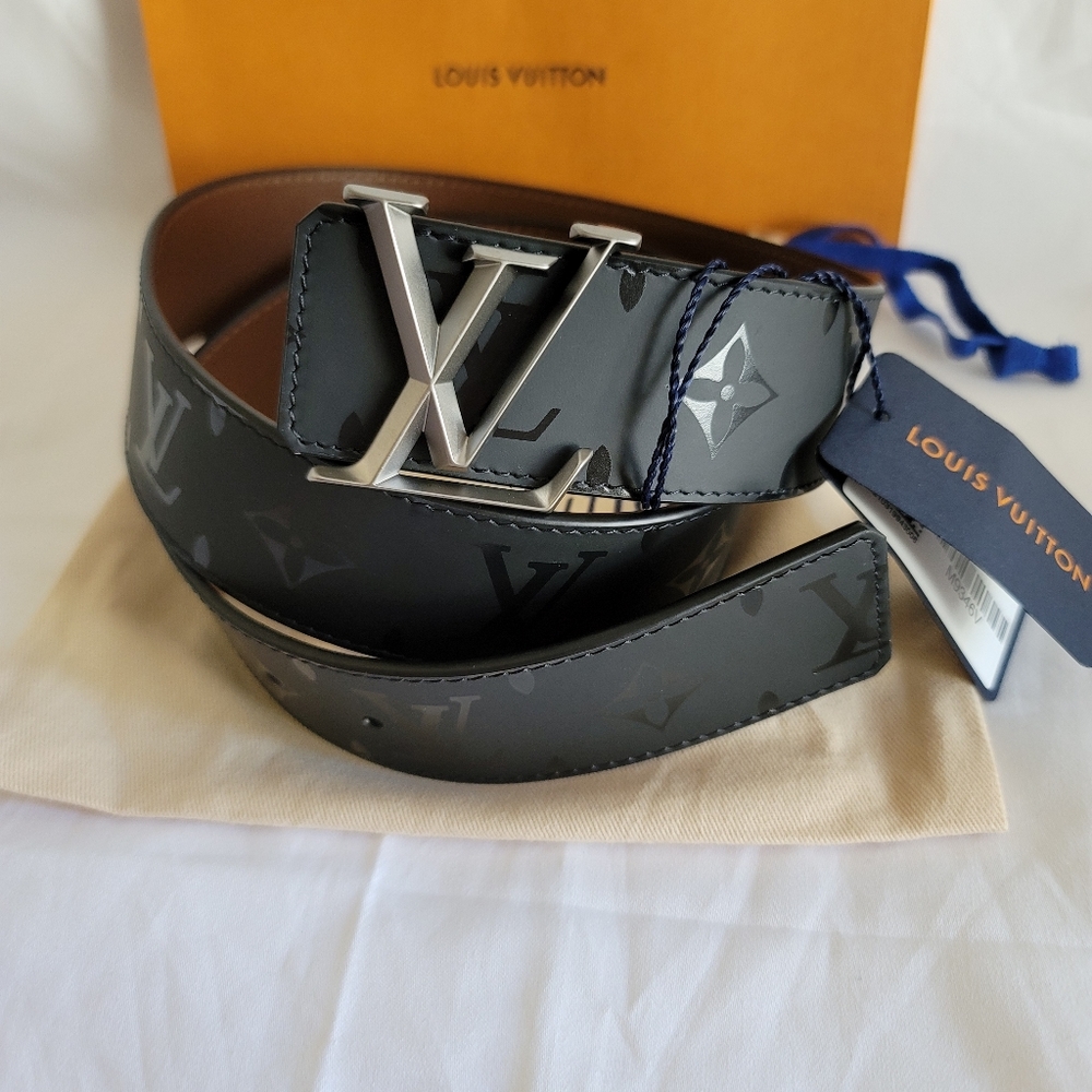 Louis Vuitton Pyramid Buckle Silver Matte Giant Monogram Belt